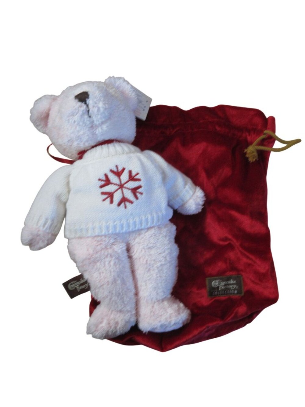 Cheesecake Factory Christmas Plush Herrington Pink Teddy Bear in Red Bag